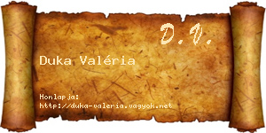 Duka Valéria névjegykártya